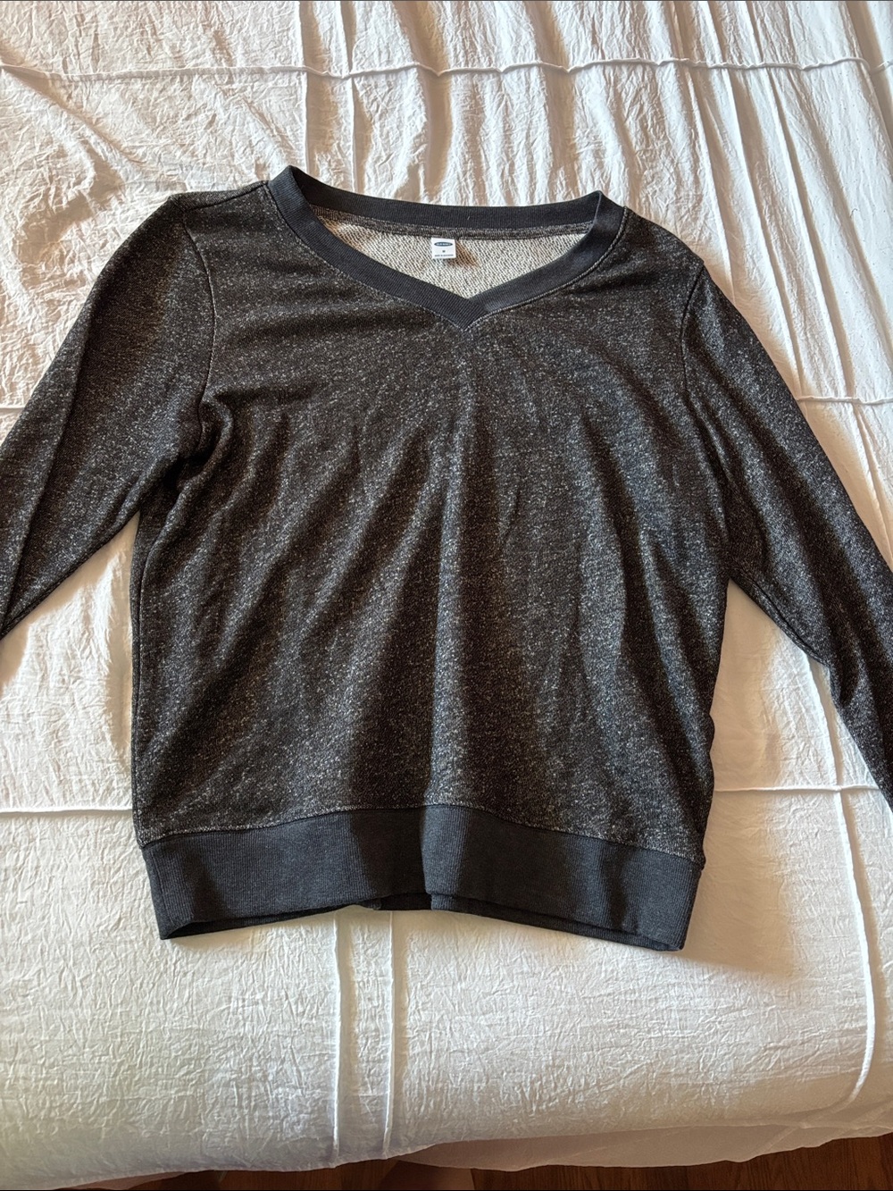 Old Navy Black Marled V-Neck Sweatshirt